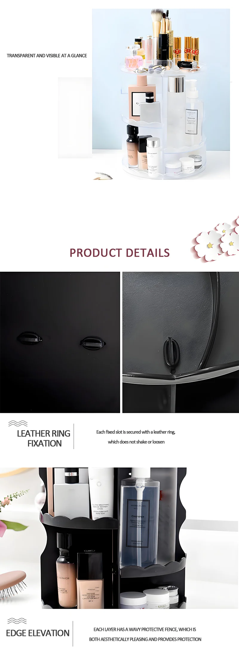 product hot products 306 degree rotatable adjustable plastic cosmetic storage organiser makeup storage-9