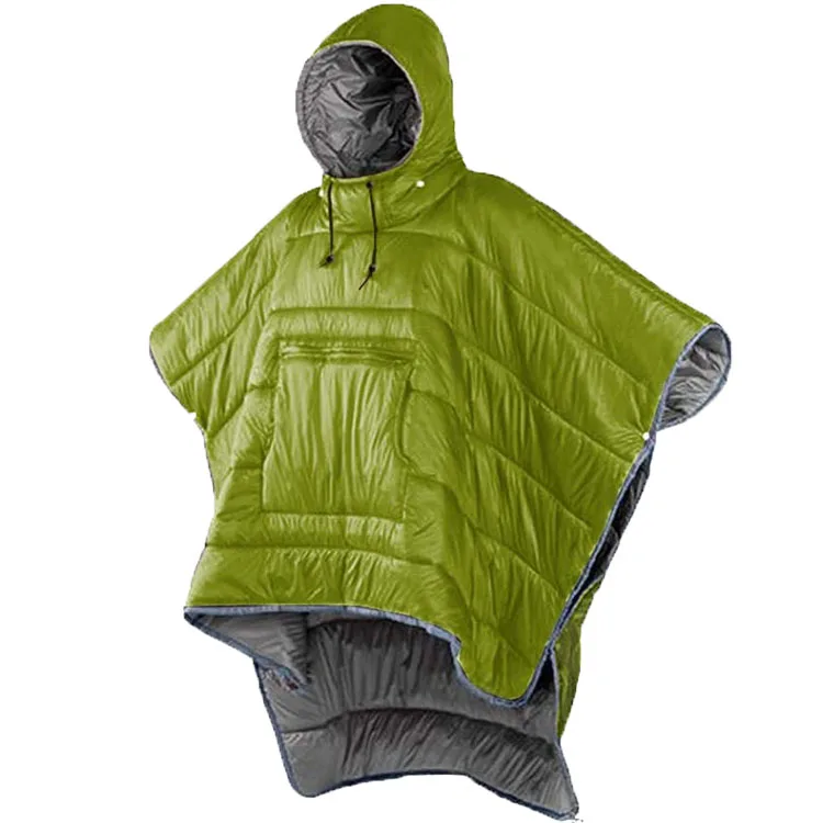 winter wearable hoodie poncho outdoor camping quilt blanket water-resisitant sleeping bag cloak cape