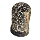 Decorative Table Christmas Decorative Glass Globe Dome Copper Wire Table Light With Wooden Base For Indoor Use