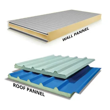 PU/Polyurethane/PIR/PUR/Puf Foam Insulation Fireproof Sandwich Panel for Wall/Roof/ Light Weight Steel Structure Building