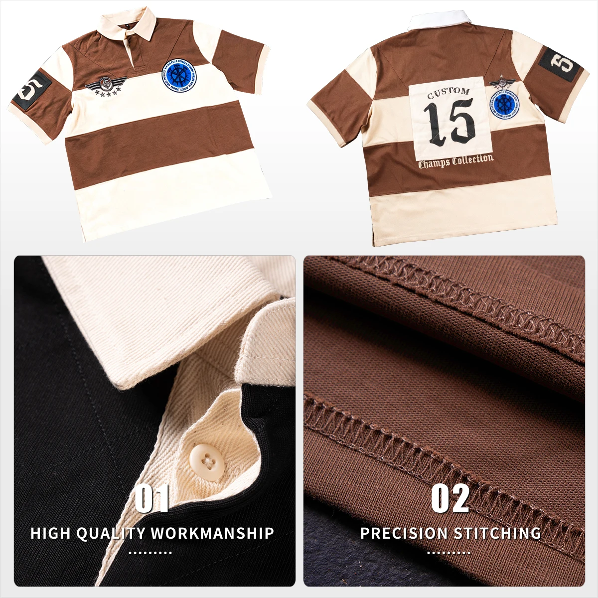 product mens heavyweight cotton t shirts custom oversized t shirt streetwear embroidery t shirt boxy stripe polo shirts for men-4