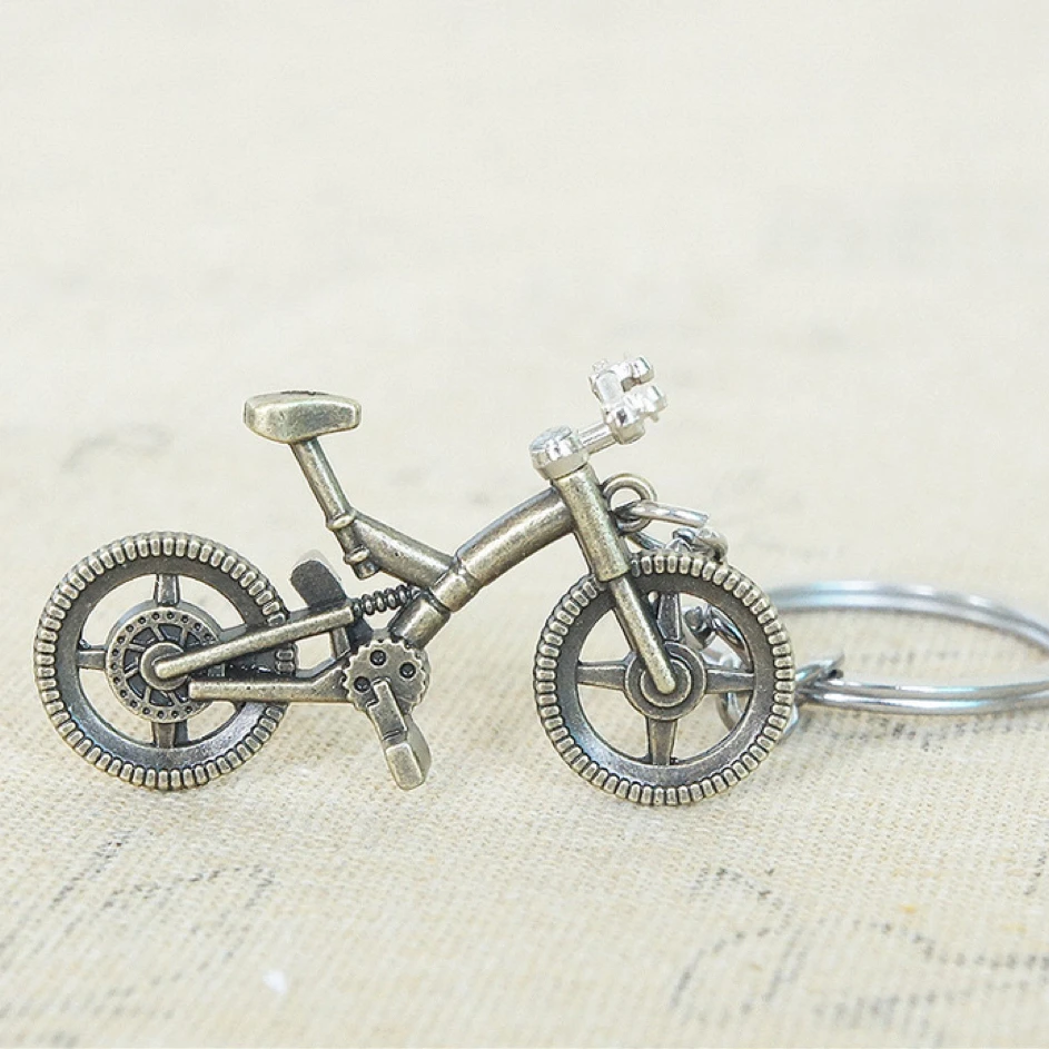 3D Alloy Bicycle Keychain Cute Mini Bike Pendant Creative Keyring Car Simulation Trinket Bag Key Holder Accessory Gift