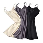 Women's Women Summer Women's New Solid Color Satin Nightdress Sleepwear Sexy Silk Nightdress