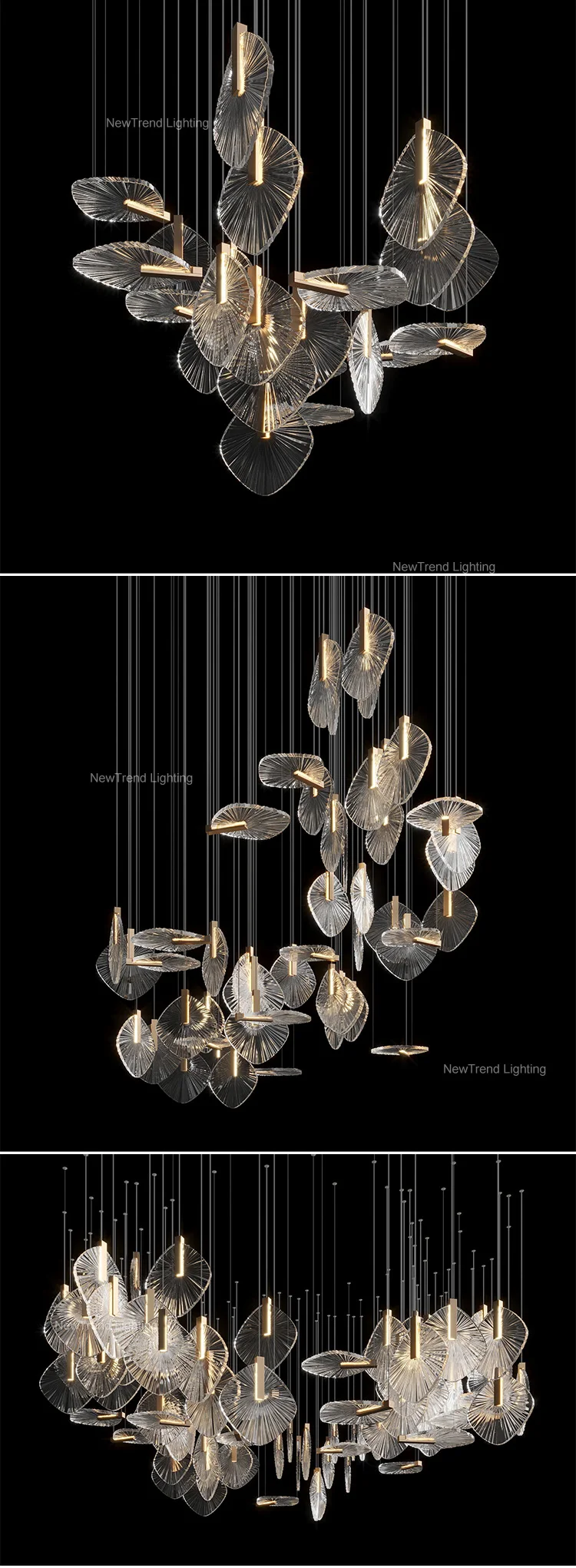 CPL-372 New Design Indoor Decoration Hanging Lighting Villa Hotel Restaurant Glass LED Chandelier supplier