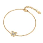 Jewelry Popular Stainless Steel Butterfly Charm Bracelet Gold Plating Jewelry 17 3cm
