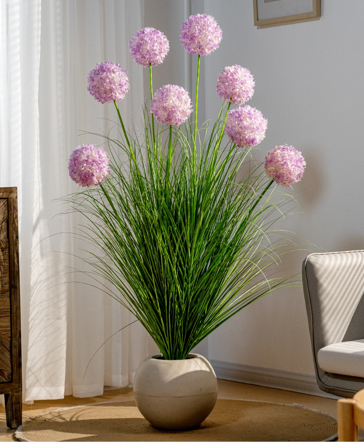 Natural Style Home Office Decor Artificial Plants Real Touch Reed Hydrangea Green Plastic Pot Outdoor Wedding Christmas Any details