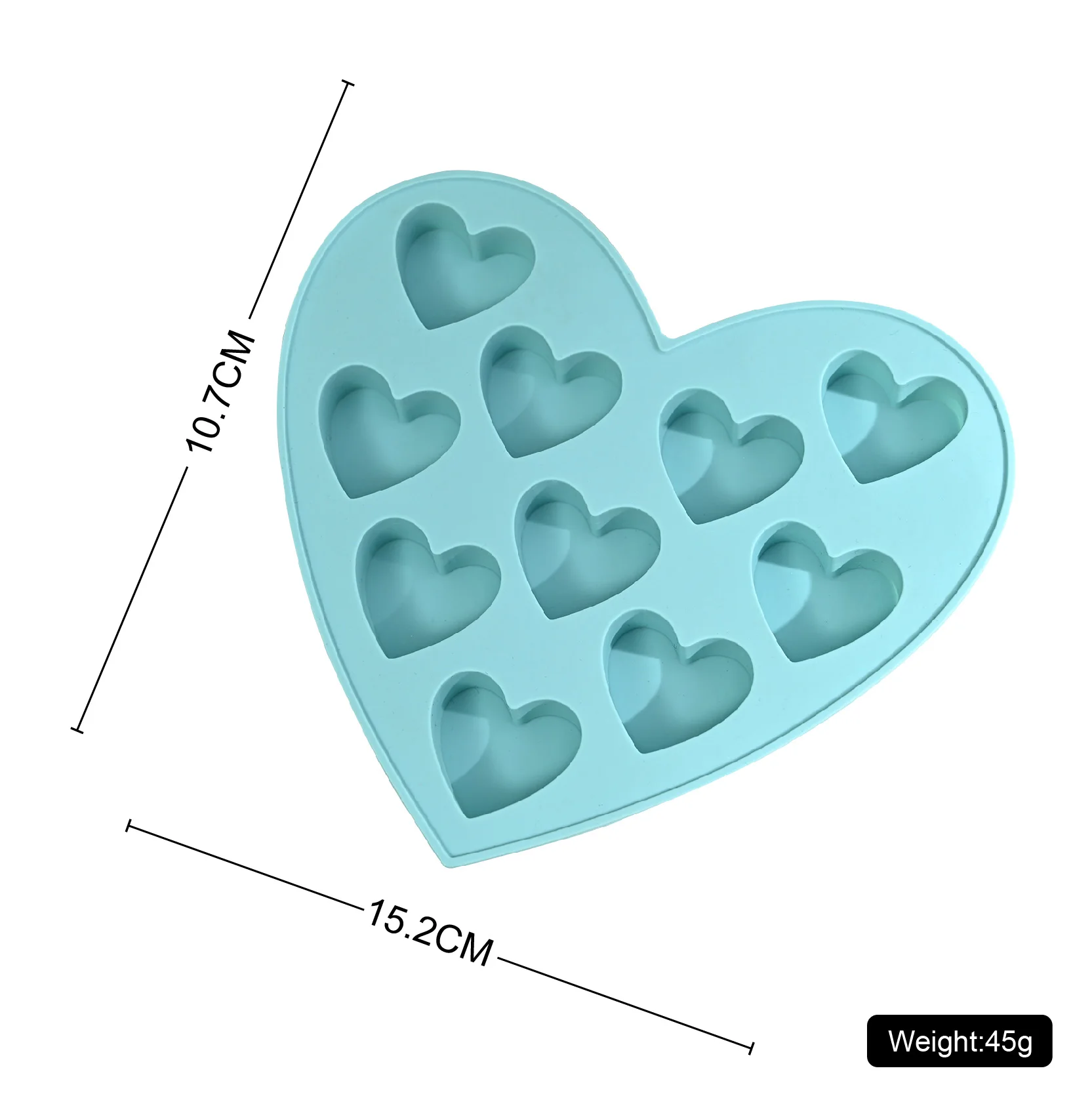 In Stock 10 Even Love Heart Silicone Chocolate Mold Valentine Diamond Heart Shaped Cake Mold