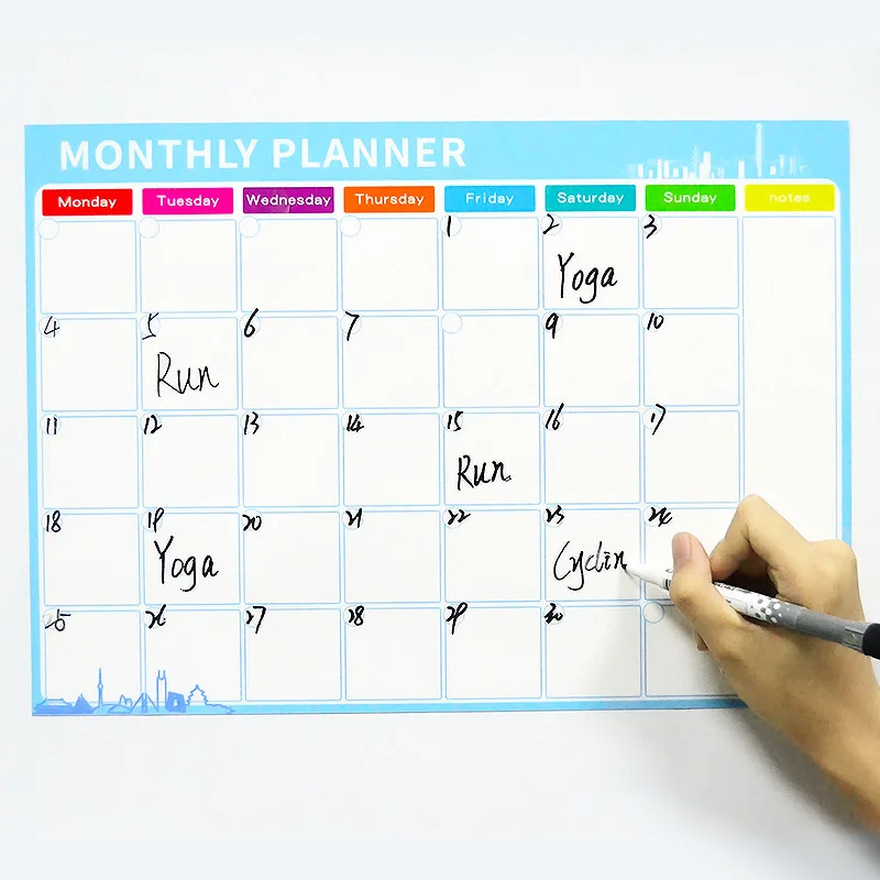 Custom Dry Erase Magnetic Calendar Message Stickers Whiteboard Fridge Magnet Flexible Daily Weekly PET Logo Magnetic Stickers