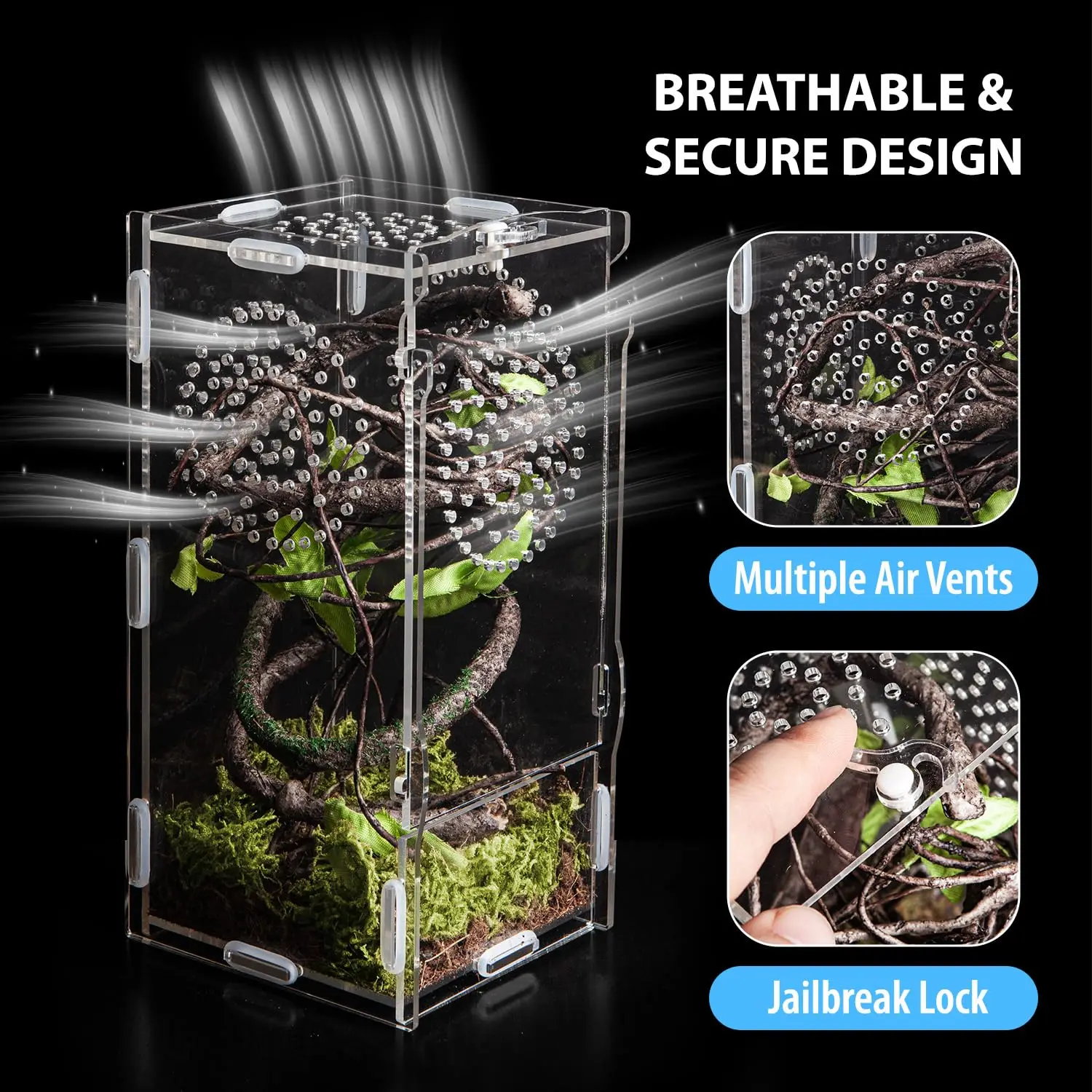 product jumping spider enclosure acrylic praying mantis habitat insect terrarium small reptile cage accessories with secure lock-8