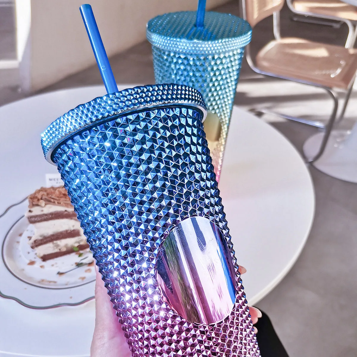 Double Wall Diamond Studded Plastic Tumbler Cups In Bulk Durian Cups