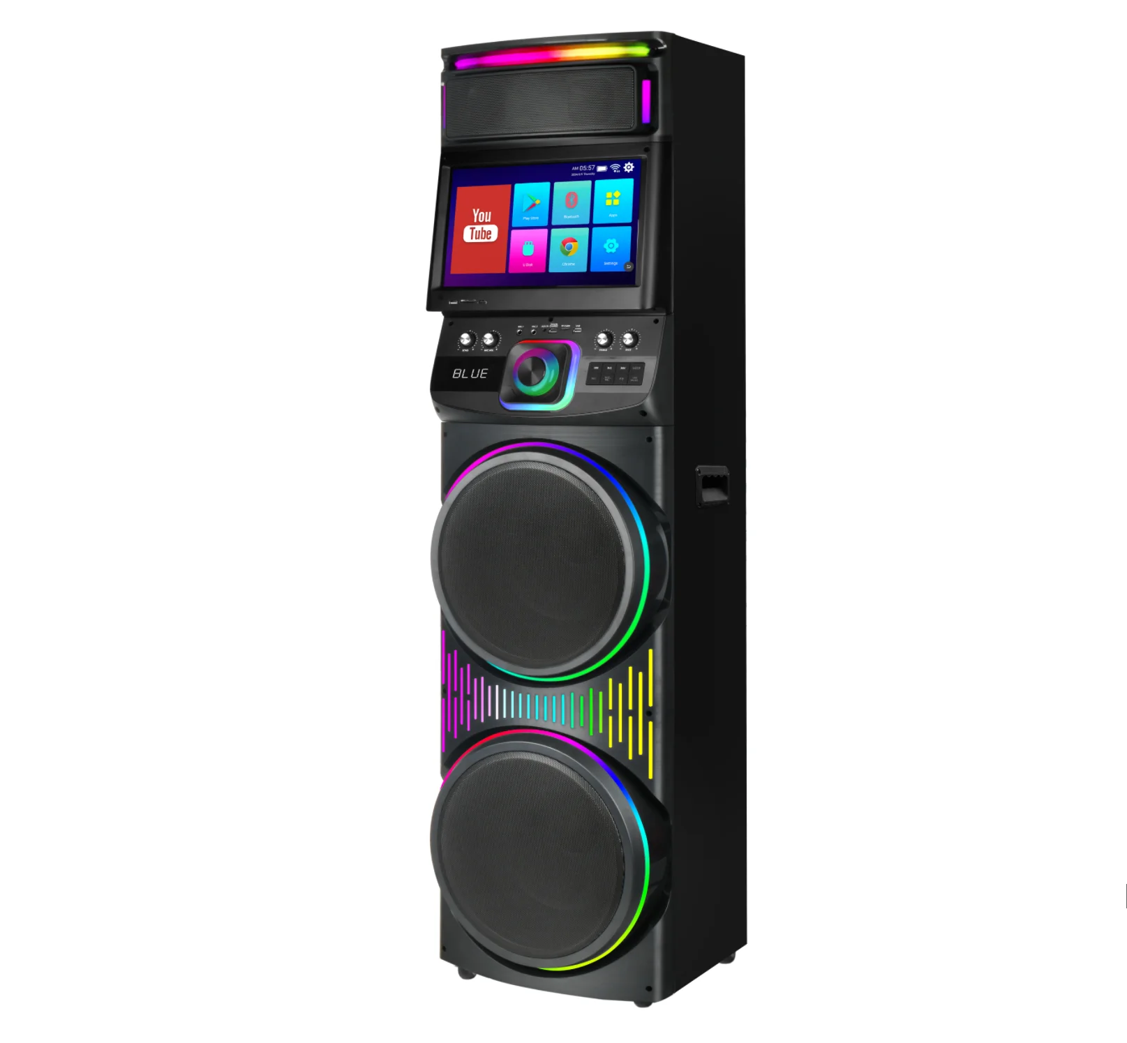 Latest GD-1417 1200W Partybox Speaker with Touch Screen Wifi Connection 15.4'' Screen TV Party Speaker with MIC Karaoke Speaker