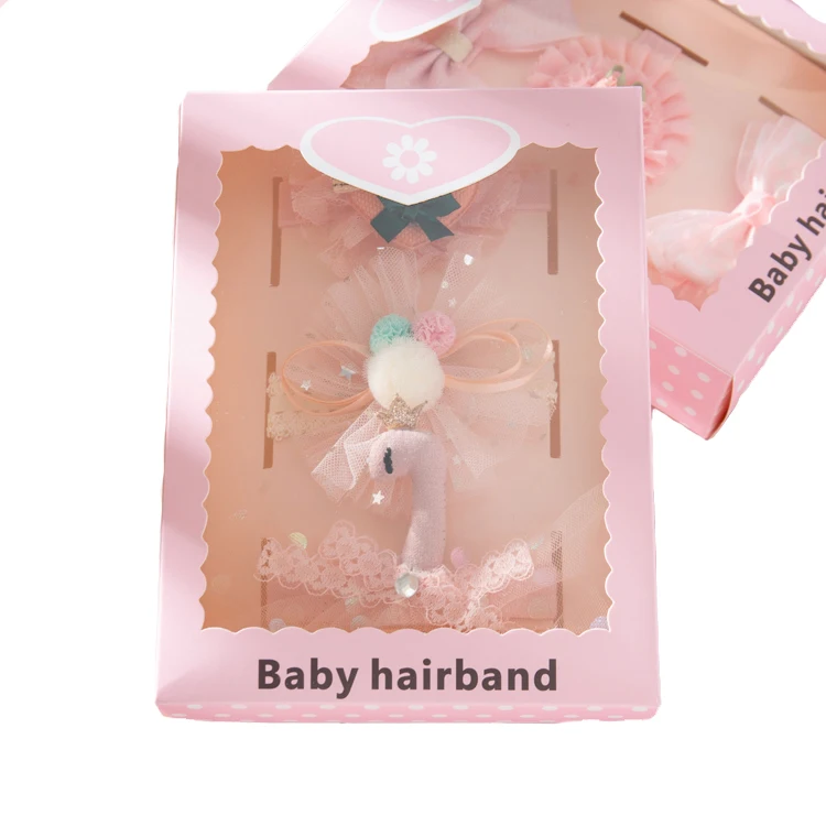 Fashion 3pcs set High qualtity   baby  bow hairband with gift box packing hair accessories