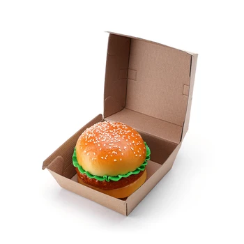 Food grade fold kraft S M L size paper burger box corrugated paper mini hamburger box