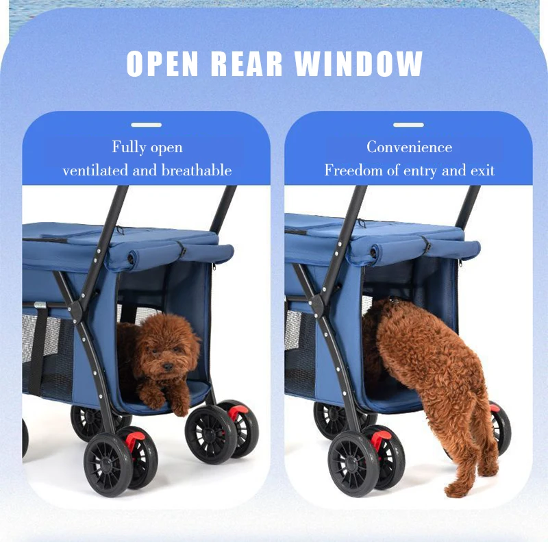 Hot Selling Outdoor Portable Foldable Pet Stroller Suitable for Small Medium Large Pet 4 Wheel Shockproof Breathable Pet Product manufacture