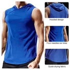 Quick Dry Solid Color Blank Sleeveless Running Sport Slim Gym Men's Hoodie Vest