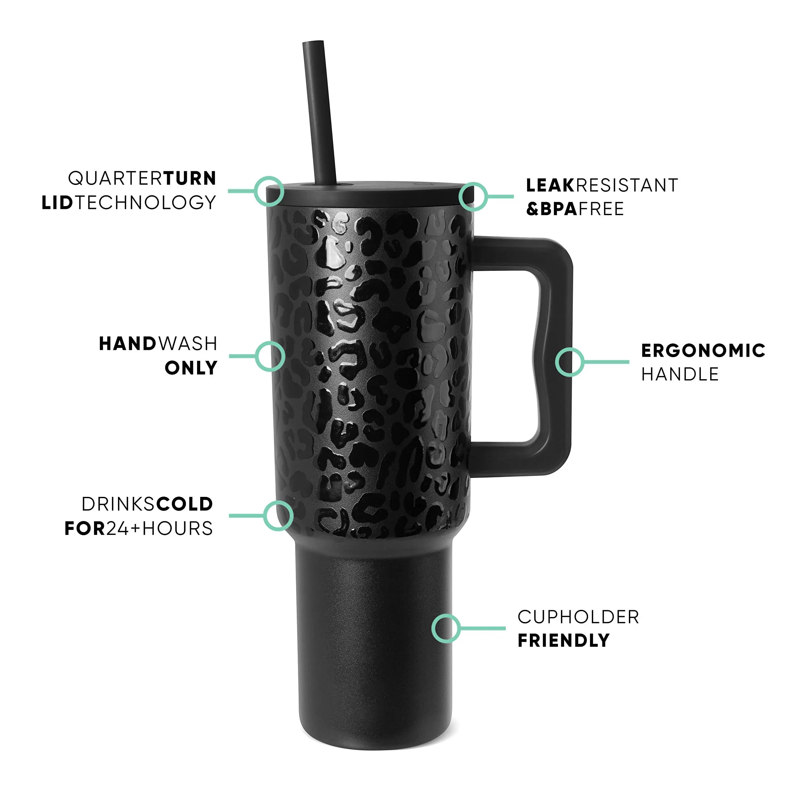 2024 New Design Travelling Leopard Blank Sublimation Stainless Steel Insulated 40 Oz Tumbler With Handle And Straw Vulcanus