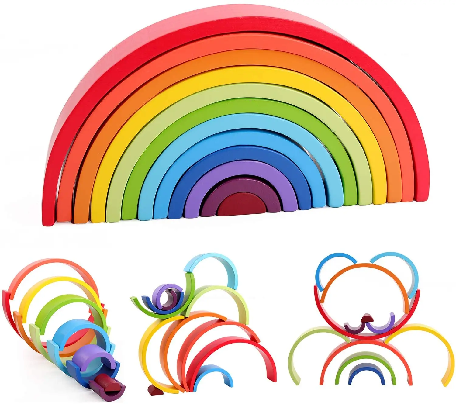 Rainbow Wooden Stacker Pastel Color Personalized Toy Wooden Toy for kids Educational Toy 