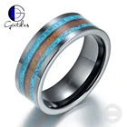 Gentdes Jewelry Crushed Turquoise Inlay Men's Ceramic Ring