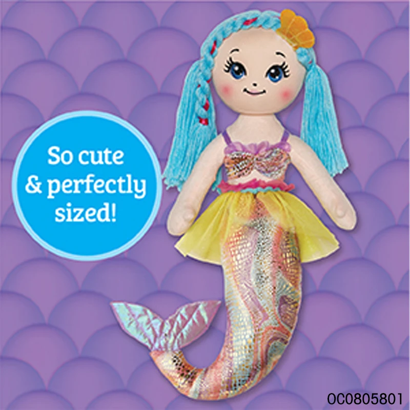 Soft girl custom mermaid plush toys doll for kids girls 18 inch