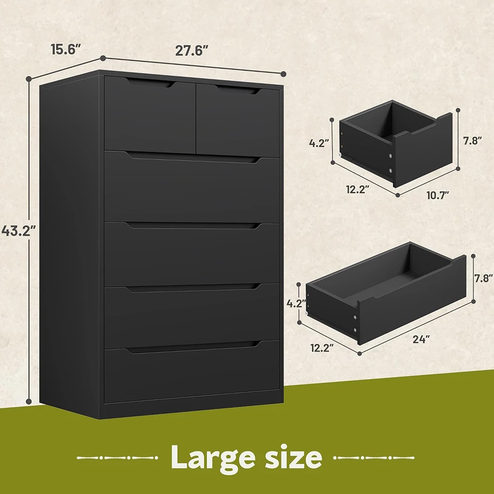 product 6 drawer dresser for bedroom tall black chest of drawers for bedroom hallway modern bedroom furniture-1
