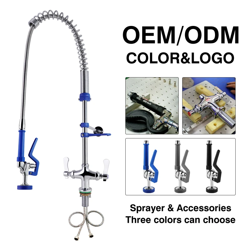 Industrial Commercial Kitchen Faucets Taps for Commercial Restaurant Dishwasher Faucet Wall Mounted Pre-rinse Sink Faucet manufacture
