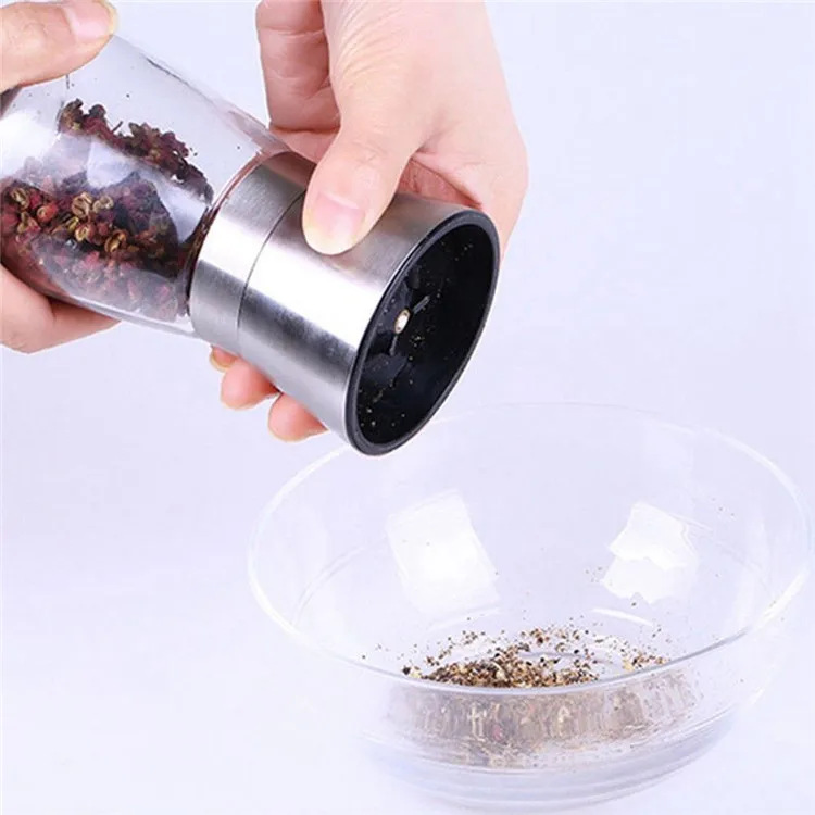 H98 180ML Kitchen Spice Mill with Stainless Steel Lid Manual Seasoning Salt Pepper Glass Mills Ceramic Grinder