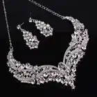 Jewelry Trend Bridal Costume Jewelry White Big Crystal Rhinestone Bib Statement Necklace Earring Set