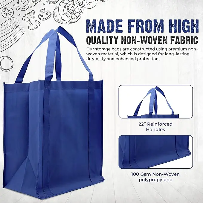 product handled shoulder strap non woven recyclable reusable eco friendly shopping bag with letter pattern for daily use screen printed-16