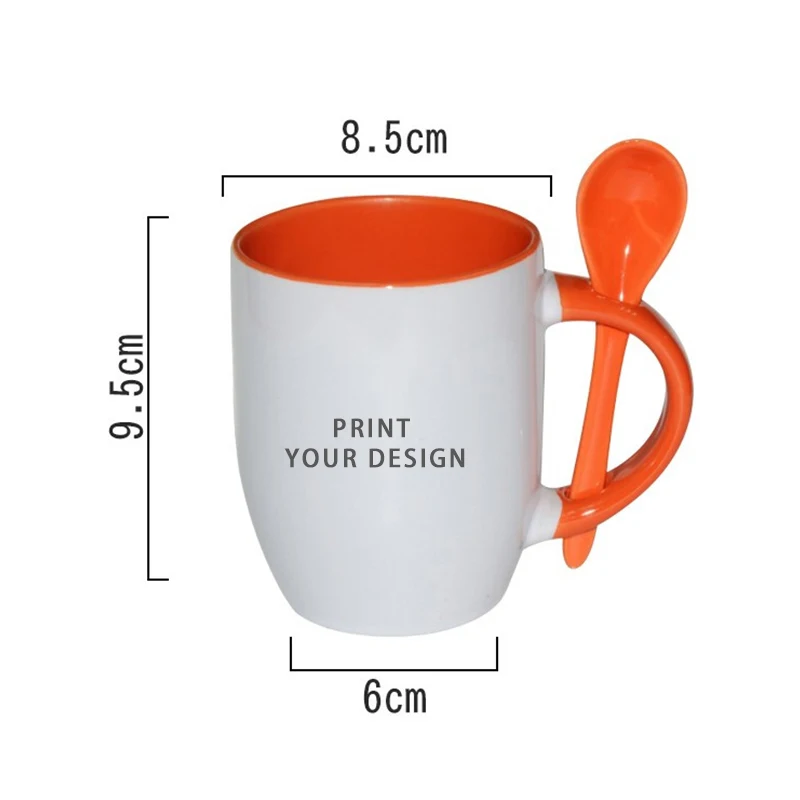 Excellent Quality Rts Free Sample Brown Sublimation Ceramic Coffee Mug 12 Oz Mug With Spoon