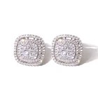 Fashion Hoop Earrings 2021 Fashion Jewelry 18K Densely Diamond Square Gold Hoop Earrings Women