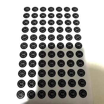 Wholesale cheap small circle printed waterproof sticker for cosmetic lipstick round black number adhesive design label sticker