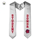 White School Wholesale Cheap Price Custom White Satin Imprinted Logo Graduation Stole