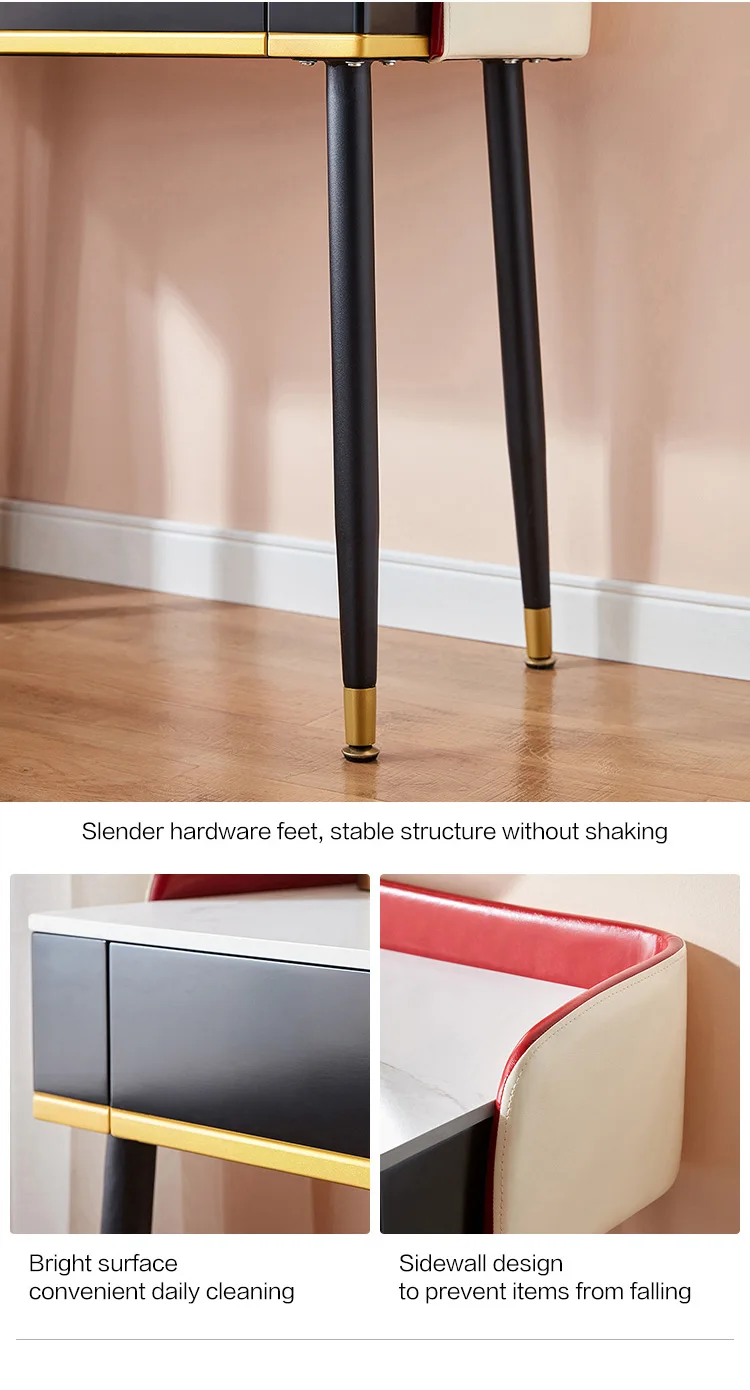 Linsy Modern Home Furniture Classic Professional Turkish Style Bedroom Velvet Dressing Makeup Table With Mirror LS172C1-A