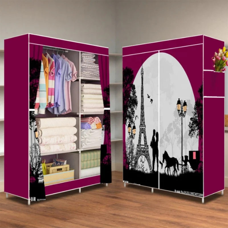 Single pole side pull wardrobe can be installed in dormitory assembly stratified wardrobe single small rental roo