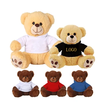 Various Cute OEM Sublimation Printing Teddy Bear Shirts Cheap Custom Logo Stuffed Soft Toy Plush Bear