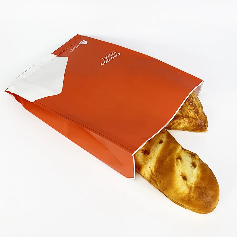 Custom Logo Disposable French Fries Hamburgers Street Food Snacks Bread Donuts Take Away Sharp Bottom Greaseproof Paper Bag