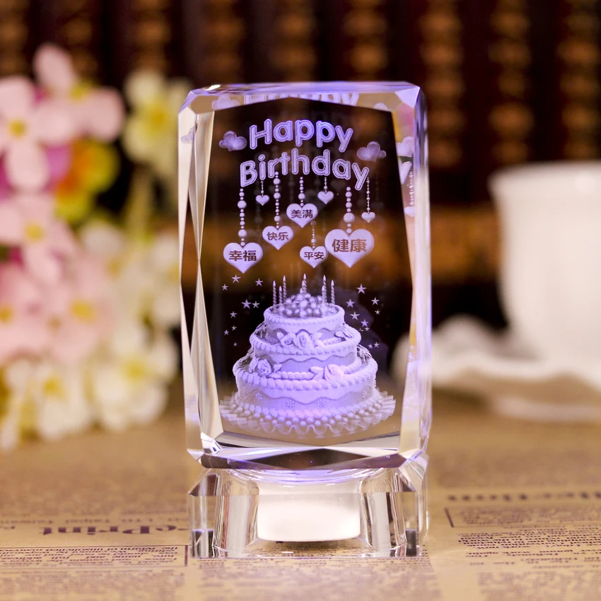 product wholesale customize crafts led light souvenir butterflies tulip flowers engraved 3d laser crystal cube-41