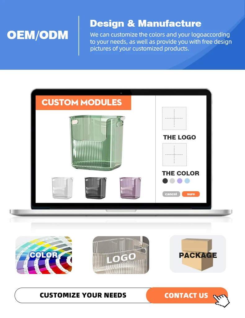 Wannuo Bathroom Transparent Laundry Basket Household Storage Basket Stackable Transparent Laundry Basket manufacture