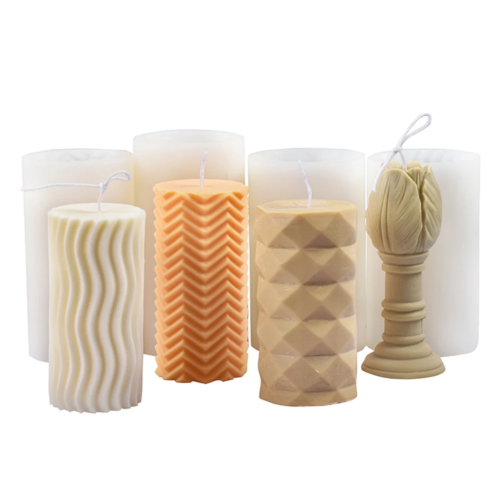 Cylinder Silicone Candle Mold Pillar Handmade Soap Mould Decoration DIY Tools 