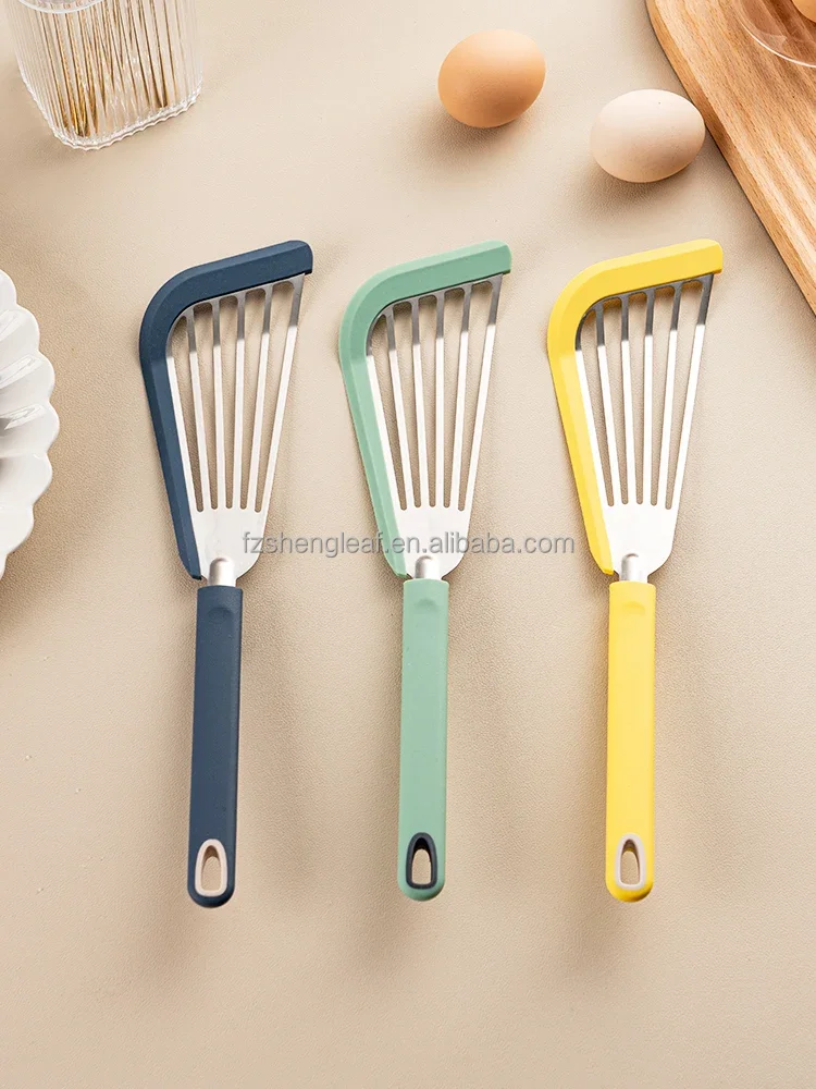 product luxury custom eco friendly kitchen non stick stainless steel silicone heat resistant spoons for frying pancakes eggs fish steak-2