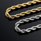 Real Gold 14k Real Gold Plated 8 MM Stainless Steel Mens Womens Necklace Twist Rope Chain