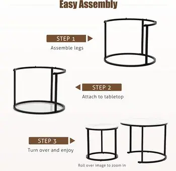 Black Round New Design Unique Side Wire Tea Nest Long Iron Nesting Stone Sofa Side Nesting Coffee Table