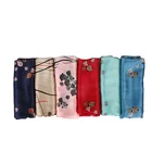 Silk 2020 New Fancy Muslim Women Printed Silk Satin Hair Scarf Rose Flower Printing Silk Headscarf Hijab