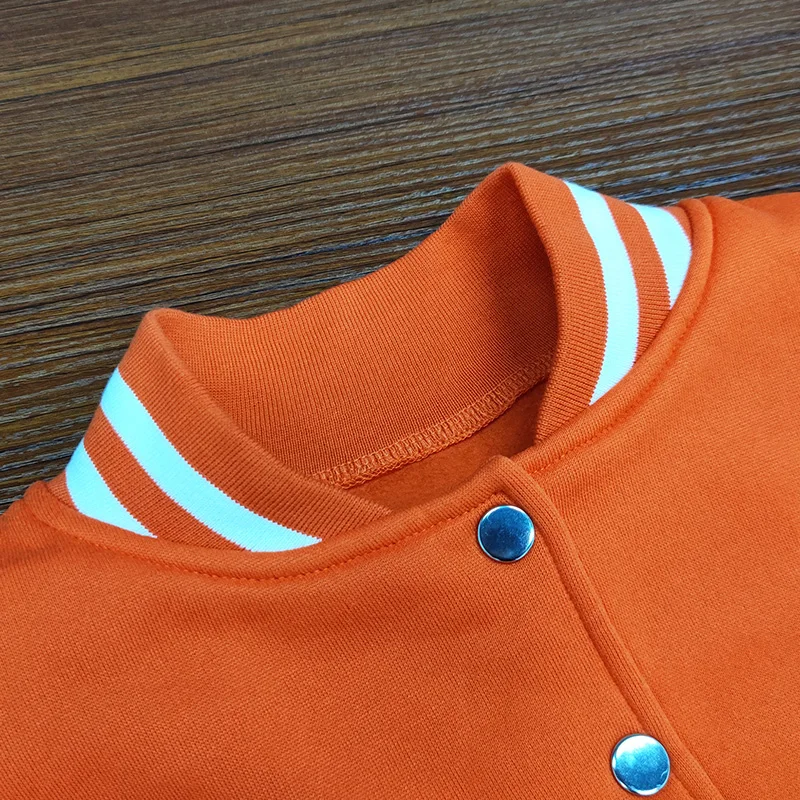 Pu Leather Crop Top 380 Gsm Baseball Fleece Womens Button Long Sleeve Custom Printing Logo Cropped Jacket