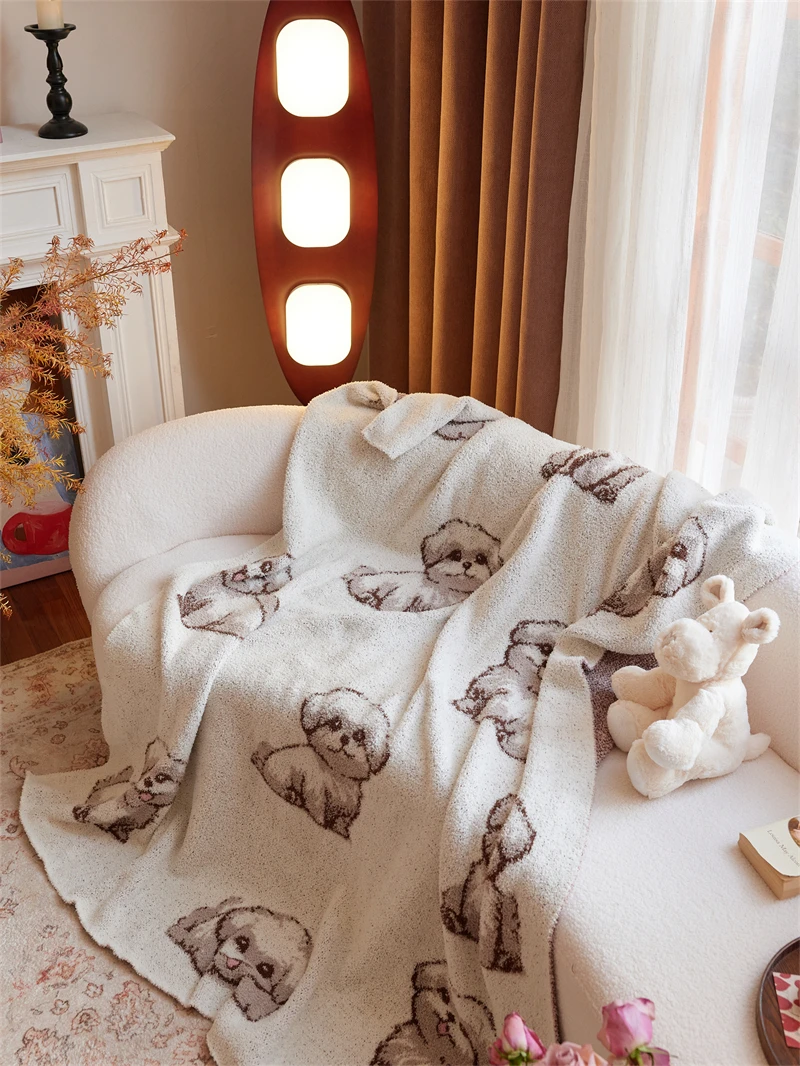 product accept custom cute dog 100 microfiber yarn super warm fuzzy cozy knit throw blanket for bedroom bd-65