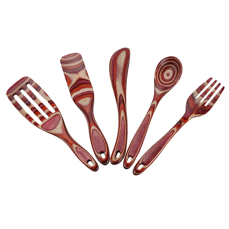 Pakkawood Kitchen Utensil Set Peacock Pakkawood  Rainbow Pakkawood