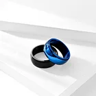 Blue Ring Cheap Curved Surface Rotatable Blue Black Titanium Steel Ring Trendy Finger Ring For Man