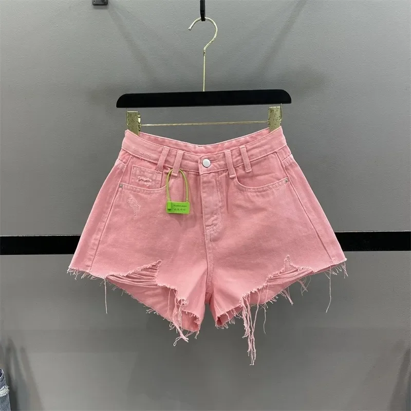 Sexy Summer Women Denim Shorts Black Blue Ripped Short Jeans Femme Tassel Lace Up Bandage Denim Jeans