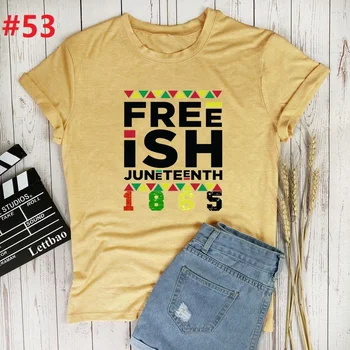 Wholesale Women's Black History Month Juneteenth Freedom Graphic Tshirts 100% Cotton Printing Custom Logo T-shirt
