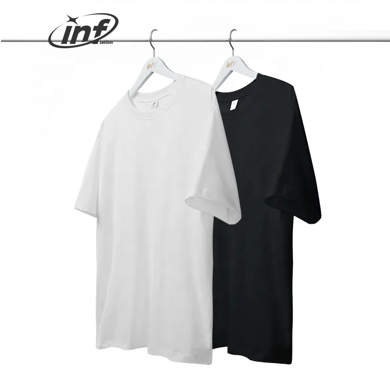 INFLATION 220 gsm customize graphic t-shirt Black white t shirt pour hommes plain streetwear custom men's clothing t-shirts